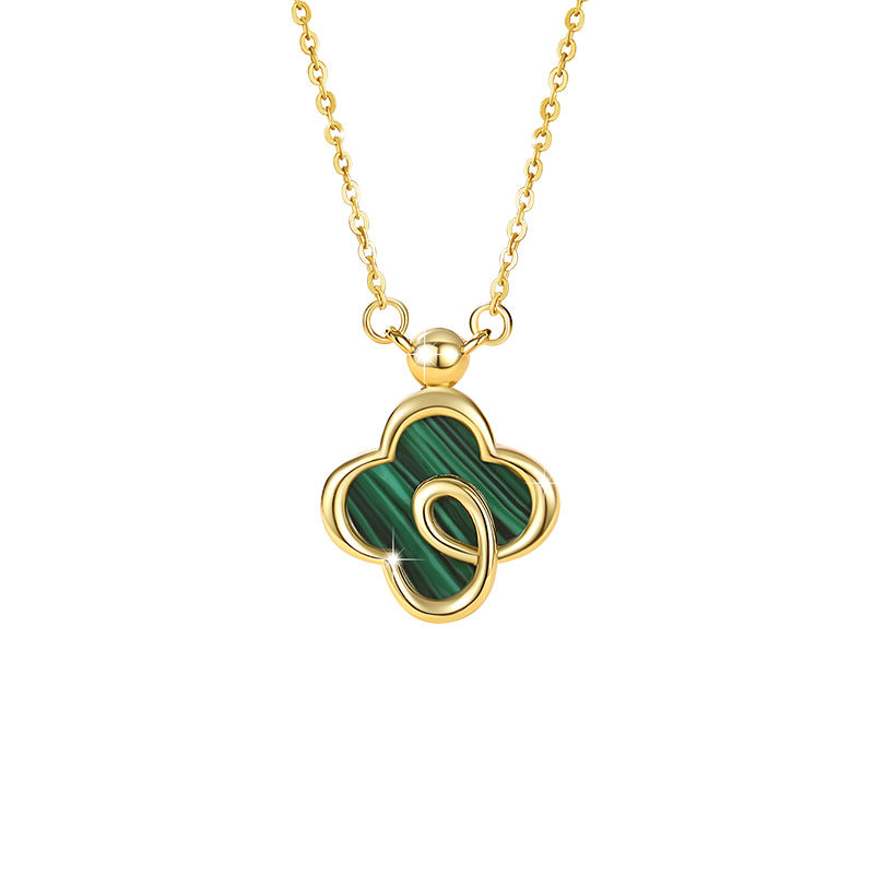Lucky Clover Sterling Silver 925 Necklace Female Niche Design Light Luxury Peacock Clavicle Chain Ins Flower Pendant