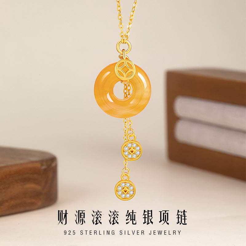 Collana in argento sterling 925 – moneta e disco e onice