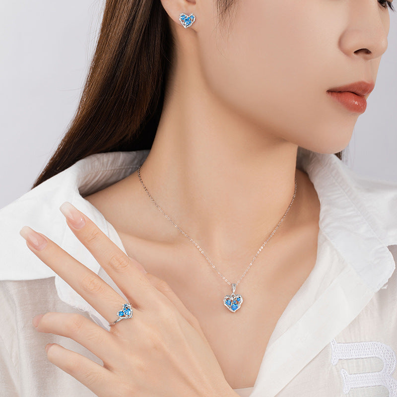 Gioielli in argento sterling 925 – motivo marino e cuore e zirconi