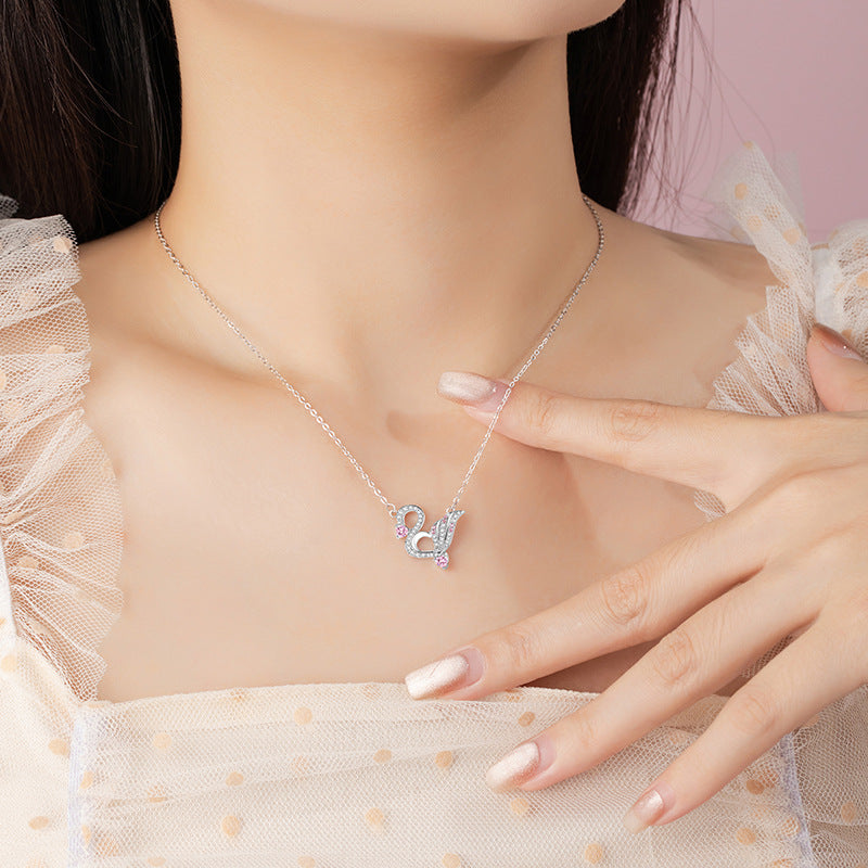 Gioielli in argento sterling 925 – cigno e zirconi rosa