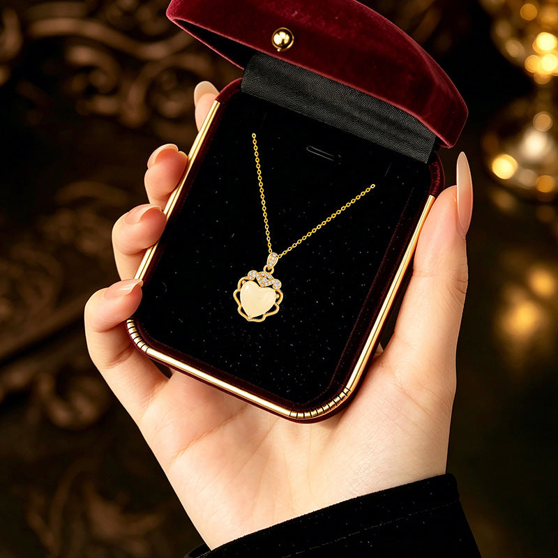 One Arrow Heart Hetian Jade Love Pendant S925 Sterling Silver Necklace Women's New Chinese Style Clavicle Chain Niche Gift
