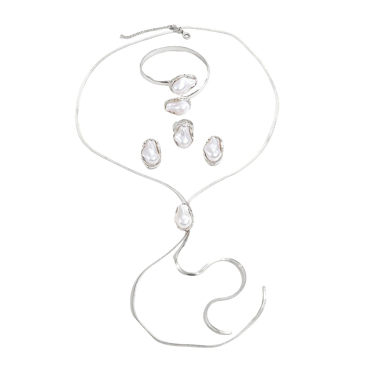 Pearl-Effect Curving Lariat Jewelry — product image 5