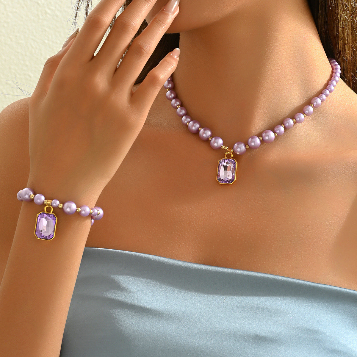 Lavender Bead Pendant Jewelry