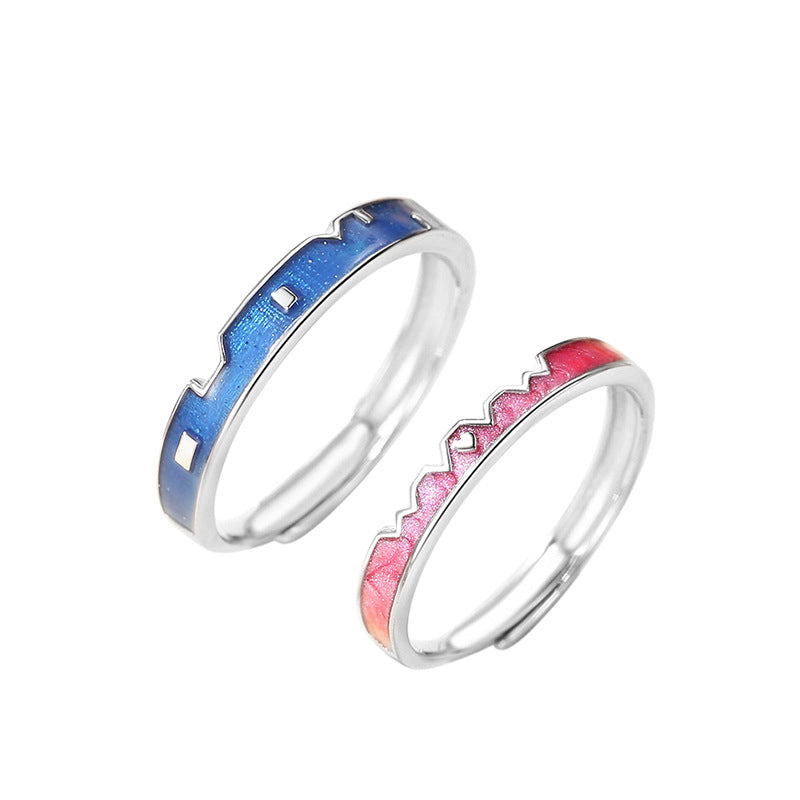 Allure Love Long-Distance Love Designer City Wall Star Moon S925 Sterling Silver Couple Ring Men and Women Lover Gift