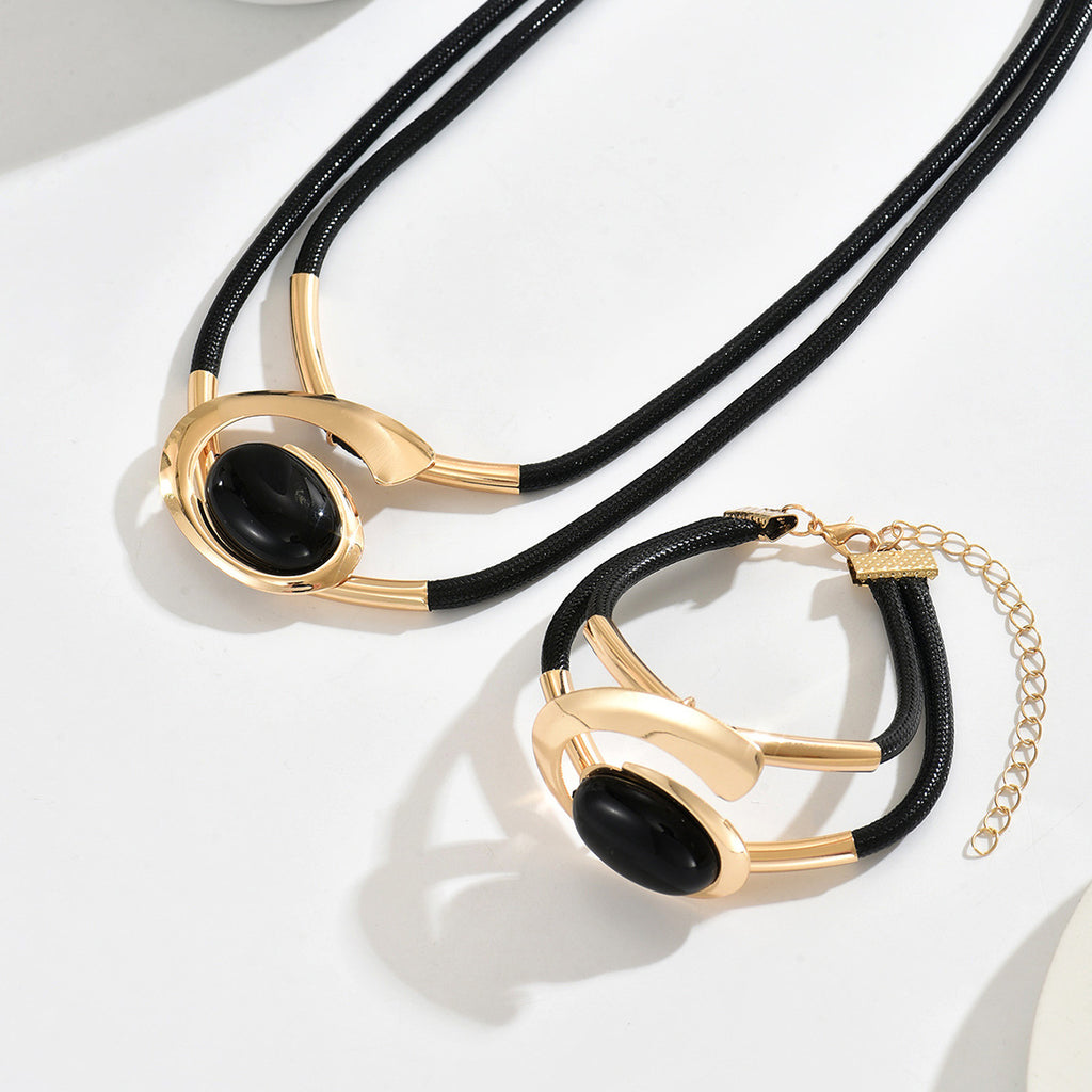 Black Oval Double-Cord Jewelry — product image 3