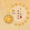 S925 Sterling Silver December Birthday Flower God Necklace Vintage Lucky Rotatable Pendant Niche Light Luxury All-Matching Accessories