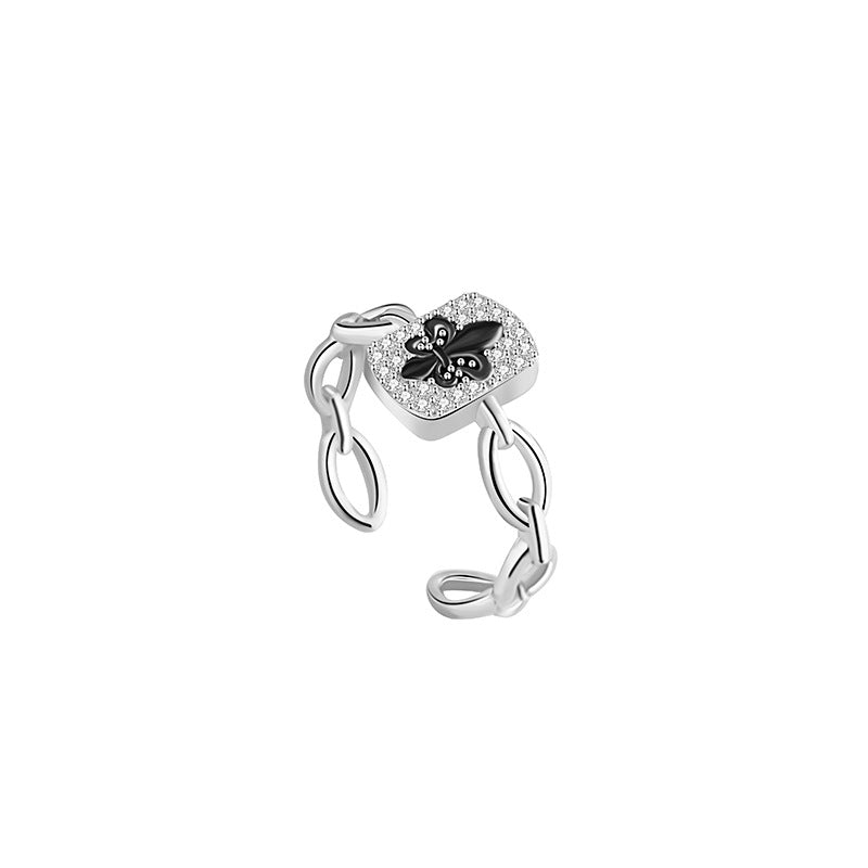 Iris Sterling Silver S925 Ring Women's Light Luxury Fashion Design Square Ring Ins Style Square Zircon Bracelet