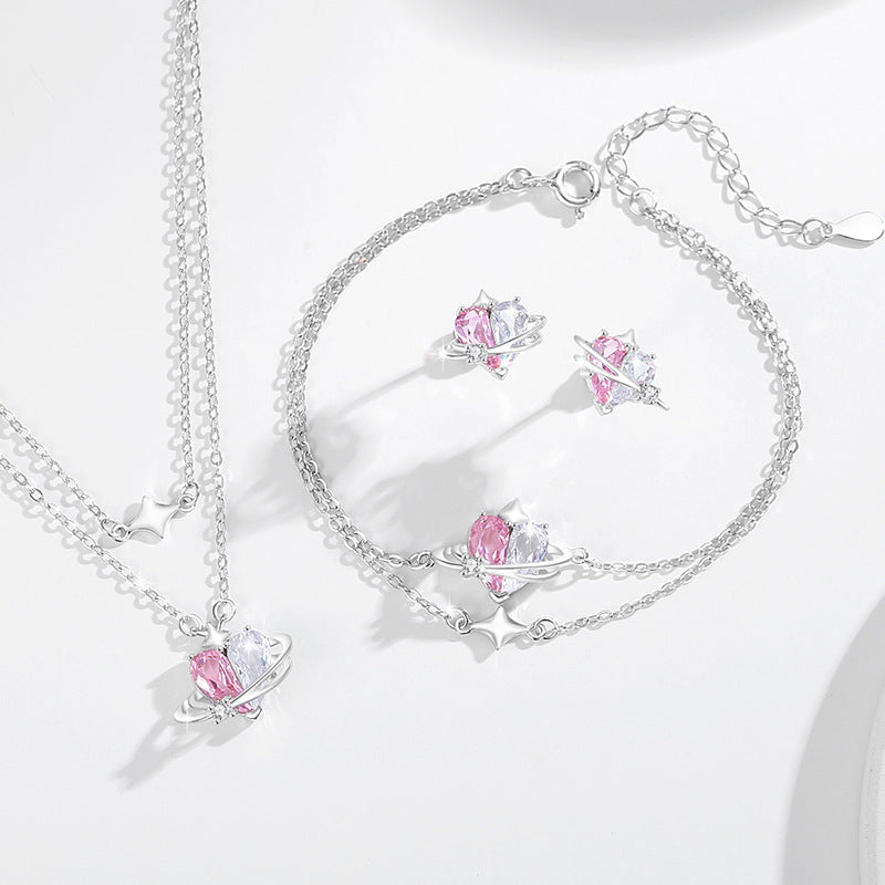 Bracciale in argento sterling 925 – cuore e stella e zirconi