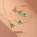 Original Sansheng Lucky Sterling Silver 925 Necklace Female Niche Design Light Luxury Zircon Clavicle Chain Ginkgo Leaf Pendant