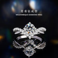 Crown Sterling Silver 925 Diamond Sterling Silver 925 Ring for Love Women's Light Luxury Style Proposal Wedding Crown Pair Ring