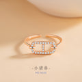 Pig Nose Sterling Silver S925 Ring Female Light Luxury Niche Design Zircon Ring Ins Sweet Style Small Square Candy Bracelet