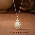 New Chinese Style Hetian Jade S925 Sterling Silver Necklace National Style Smooth Safe Water Drop Pendant for Elders Mother's Day Gift