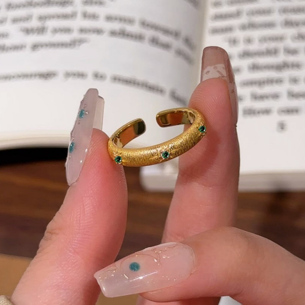 Starry Sky Sterling Silver 925 Ring Vintage Court Style Brushed Snake Ring Ins Light Luxury High-Grade Nebula Ring
