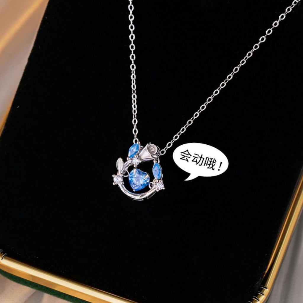 Rose Sterling Silver 925 Smart Necklace Women's Light Luxury High-Grade Love Clavicle Chain Ins Wind Beating Heart Pendant