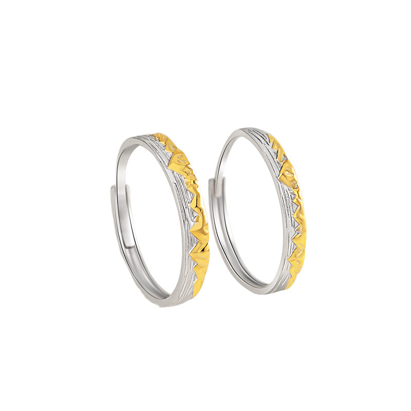Rizhao Jinshan Sterling Silver 925 Couple Ring Niche Design Light Luxury Plain Ring Ins Style Qixi Gift Ring