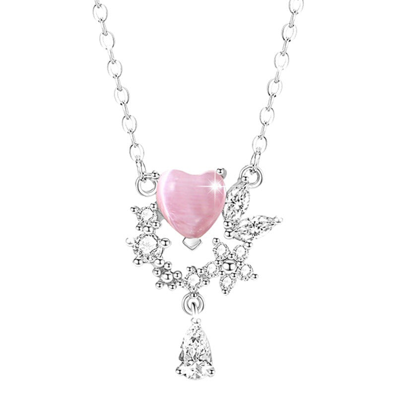 Lovely Sterling Silver 925 Necklace Female Niche Design Light Luxury Flower Clavicle Chain Get Things Ins Butterfly Tassel Pendant