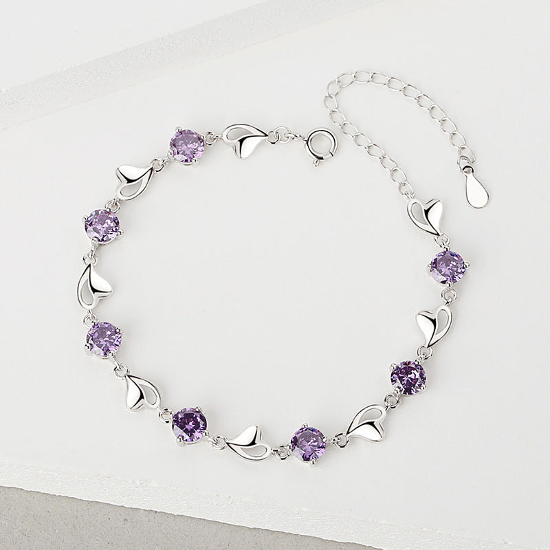 Bracciale in argento sterling 925 – cuore e motivo marino e zirconi