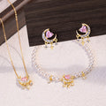 Lovely Sterling Silver 925 Necklace Niche Design Light Luxury Shijia Pearl Clavicle Chain Pink Moon Zircon Pendant