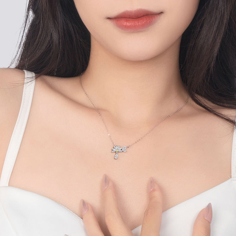 Collana in argento sterling 925 – margherita e farfalla e zirconi