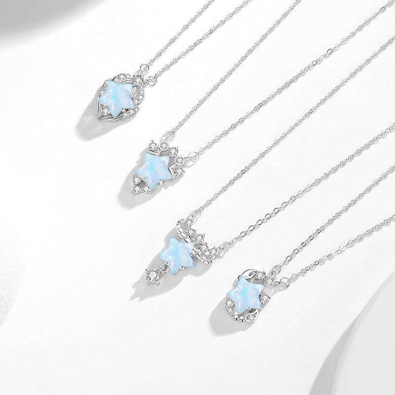 Twelve Constellation Sterling Silver 925 Necklace Female Niche Design Light Luxury Glass Stone Clavicle Chain Ins Style Star Pendant