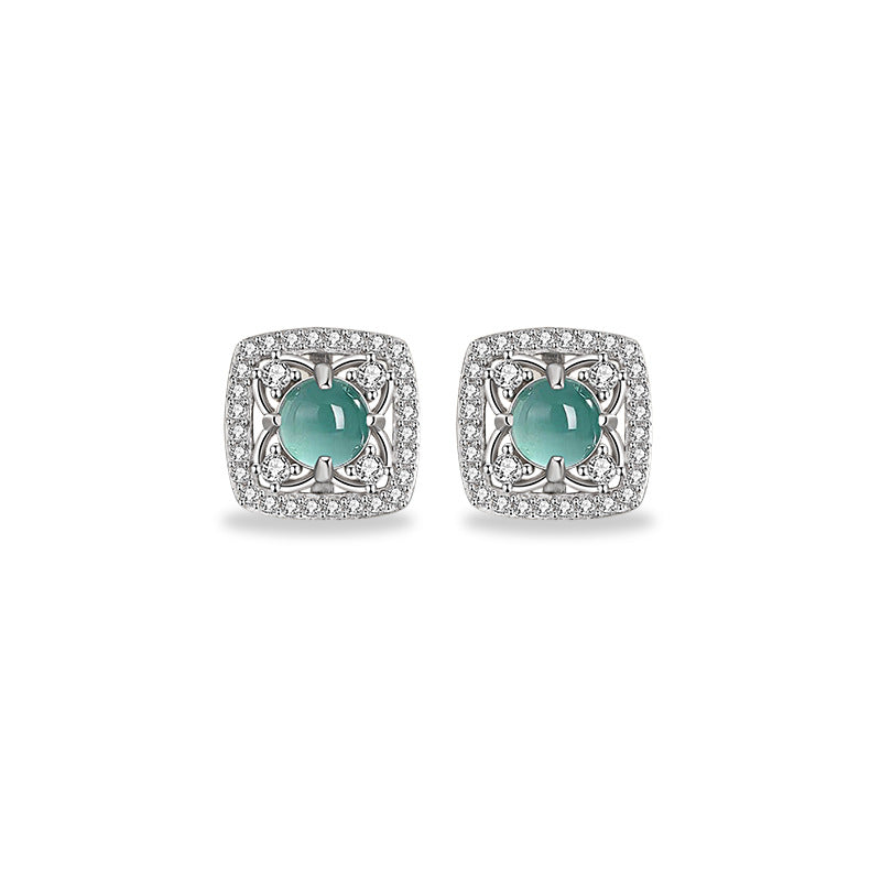 Orecchini a lobo in argento sterling 925 – quadrifoglio e giada