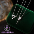 S925 Sterling Silver Necklace Lovely Color-Changing Stone Magic Stick Angel Wings Pendant Girlfriends Net Red Same Style Jewelry Supply