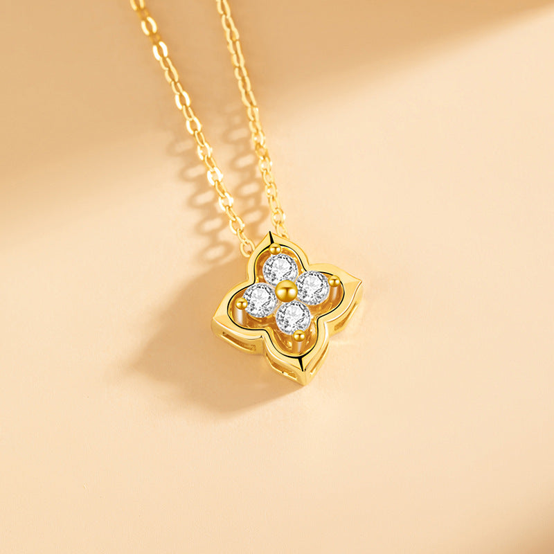 Lucky Clover Sterling Silver 925 Necklace Women's High-Grade Smart Detachable Shining Clavicle Chain Ins Star Pendant