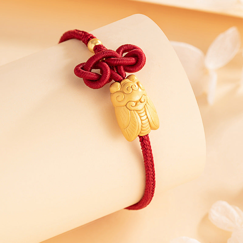 Amazing Sterling Silver 925 Bracelet National Fashion Gold Ranking Title Wenchang Knot Woven Bracelet Exam Ashore Cicada Bracelet