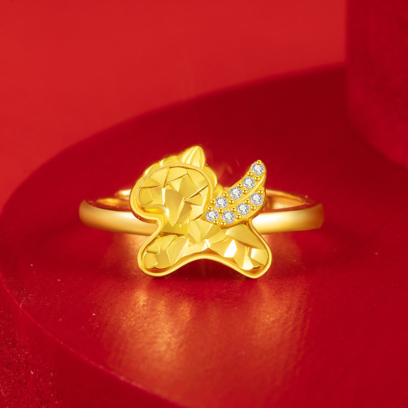 Immediately Rich Flower Sterling Silver 925 Necklace Female Niche Design Light Luxury Style Birth Year Ring Ins Zodiac Horse Ring