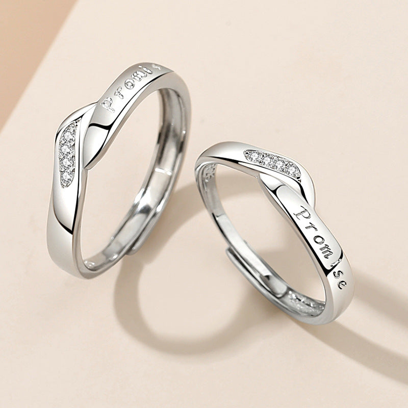 Mobius Sterling Silver 925 Couple Ring Fashion Versatile Commitment Light Luxury Ins Style Valentine's Day Gift Pair Ring
