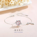 Cherry Blossom Sterling Silver S925 Bracelet Women's Fashion Versatile Pink Zircon Bracelet Ins Style Tassel Bracelet