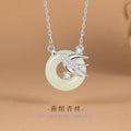 S925 Sterling Silver Natural White Jade Necklace Female Niche Swallow Design 520 Gift Live Delivery One-Piece Delivery