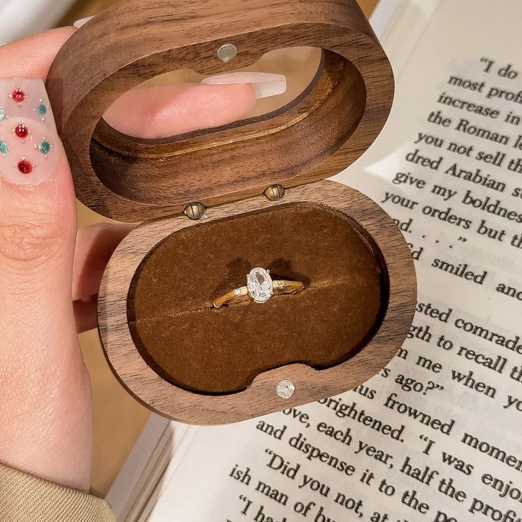 Anello in argento sterling 925 – bambù e ovale e zirconi