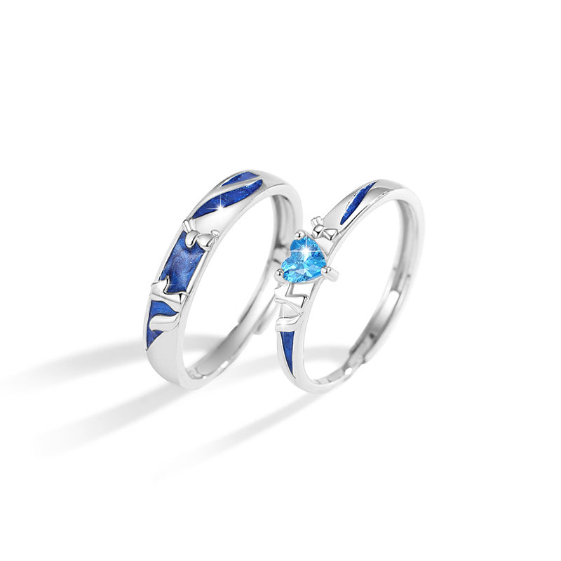 Lovely Sterling Silver 925 Couple Ring Men's and Women's Light Luxury Fox Ring Get Things Ins Style Valentine's Day Cute Rabbit Ring