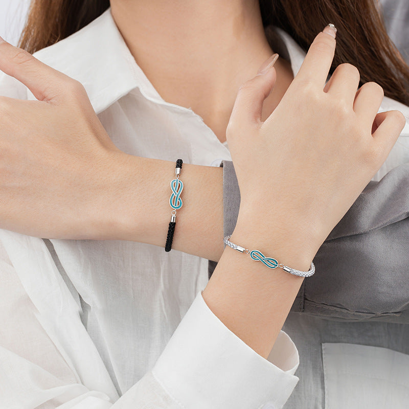 Mobius Sterling Silver 925 Luminous Couple Bracelet Fashion Versatile Unlimited Symbol Bracelet Ins Style Bracelet