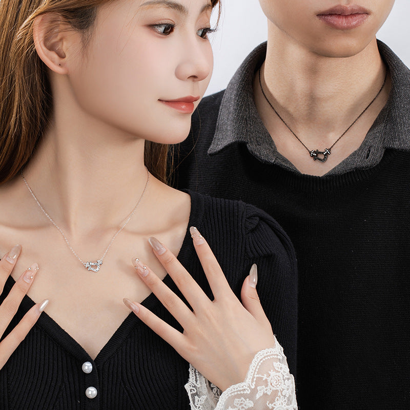Horseshoe Buckle Sterling Silver 925 Necklace Fashion All-Match Zircon Ring Buckle Clavicle Chain Ins Style Navigation Buckle Pendant